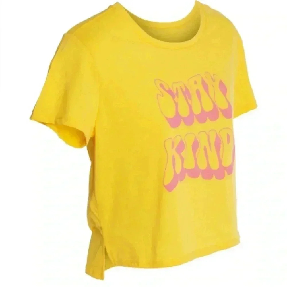 🆕 Stay kind yellow cropped graphic tee L🆕 - Picture 7 of 7